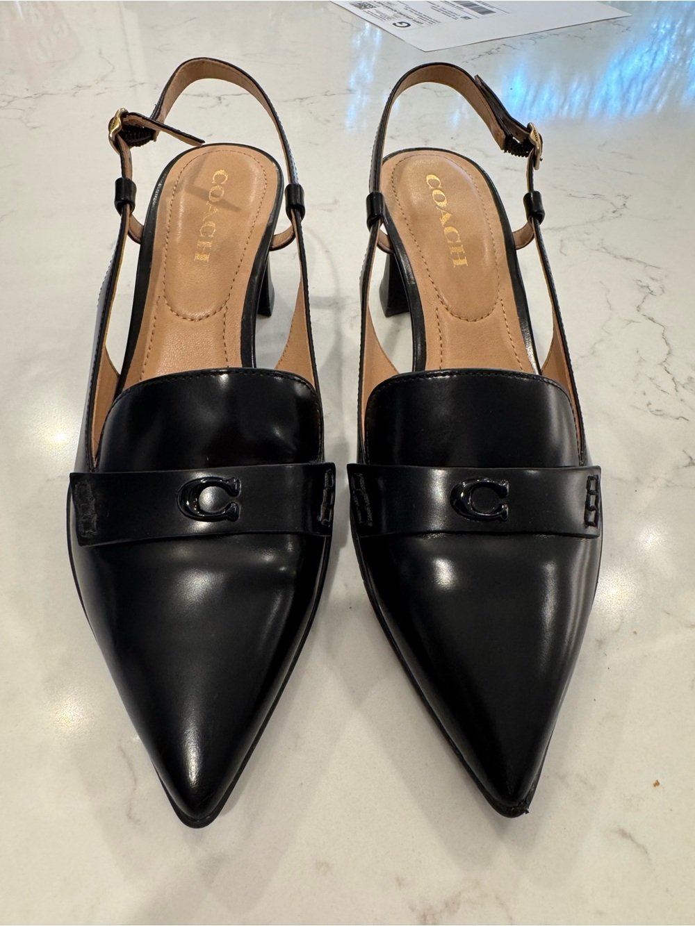 Coach Nikola Leather Slingback Pumps Black Women’s Size 8.5